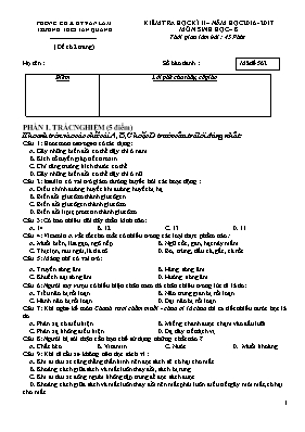 Đề kiểm tra học kỳ II môn Sinh học Lớp 8 - Mã đề 562 - Năm học 2016-2017 - Trường THCS Tân Quang